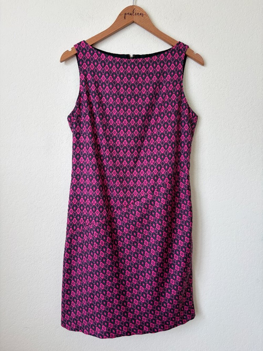 Muse Dress Womens 10 Pink Black Geometric Print Sleeveless Sheath Lined Career